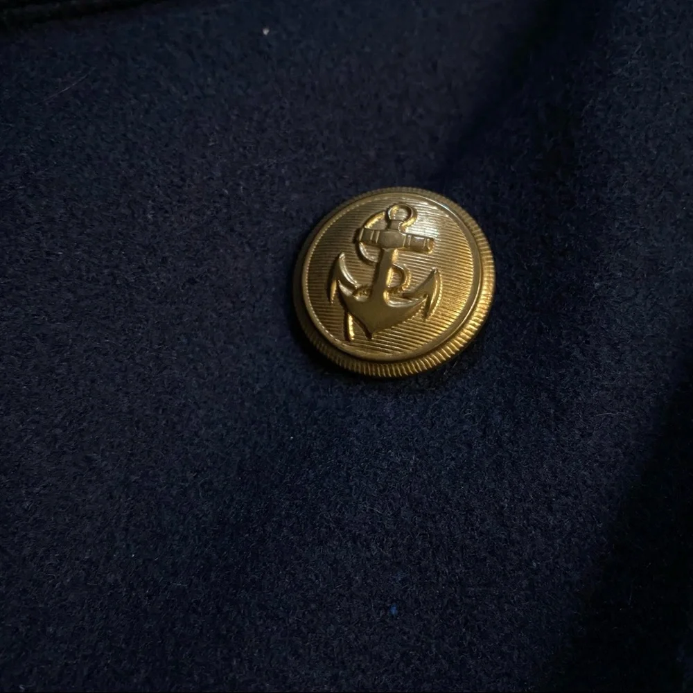 Vintage 70’s Navy Anchor Coat Wool Pea Coat Military Jacket - Picture 4 of 14